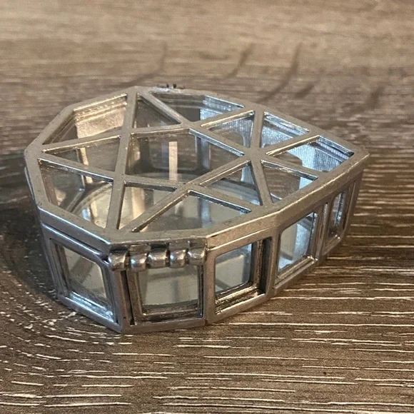 Lucky Brand NWT Silver Trinket Jewelry Gemstone Box with Mirror - Picture 2 of 5